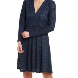 Bcbgmaxazria Long Sleeve Blue Dress